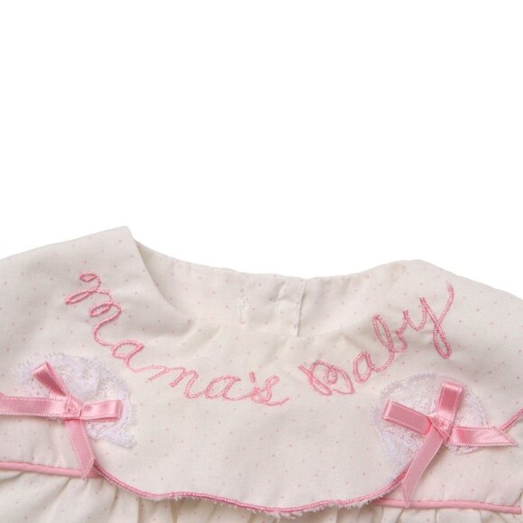 Vintage Baby Girls Dress Tops Frilly Green White Pink Hearts Polka Dot 1980s x 2 - Picture 10 of 13